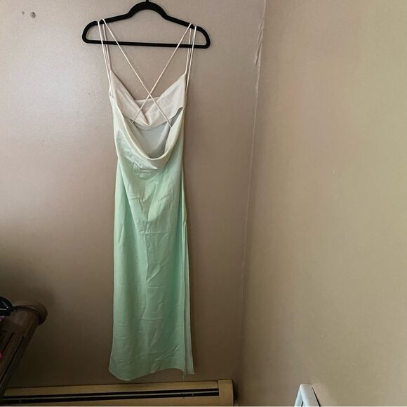 Michael Costello x Revolve Porter Dress in mint ombré satin slip midi sz S - Picture 11 of 13